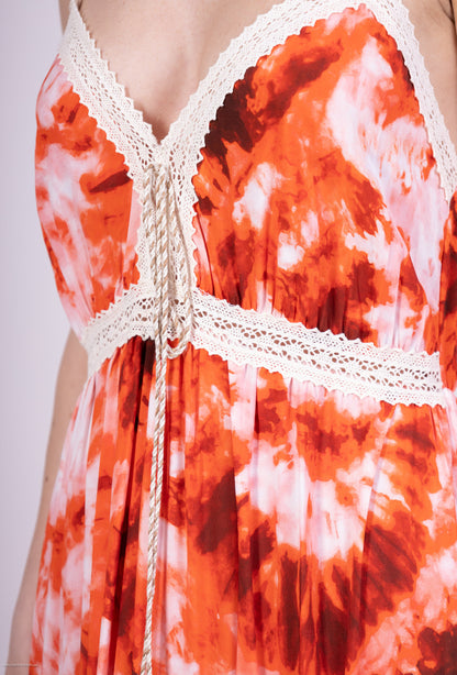 Robe D'été Tie and Dye avec Corde Décorative