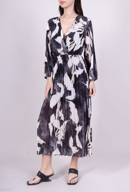Robe Cache Cœur Plissé imprimé Végétal Doublure Viscose