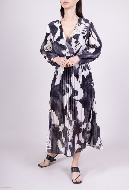 Robe Cache Cœur Plissé imprimé Végétal Doublure Viscose