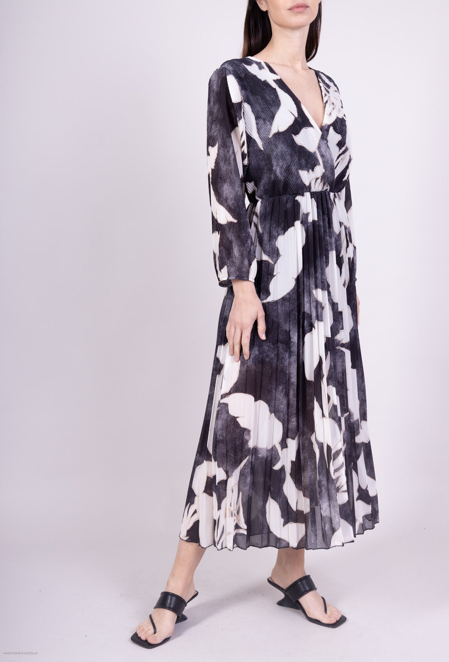 Robe Cache Cœur Plissé imprimé Végétal Doublure Viscose