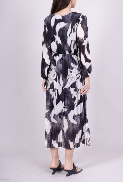 Robe Cache Cœur Plissé imprimé Végétal Doublure Viscose