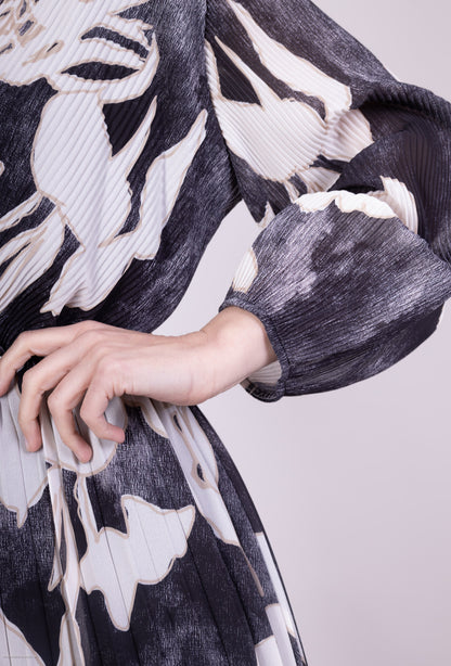 Robe Cache Cœur Plissé imprimé Végétal Doublure Viscose