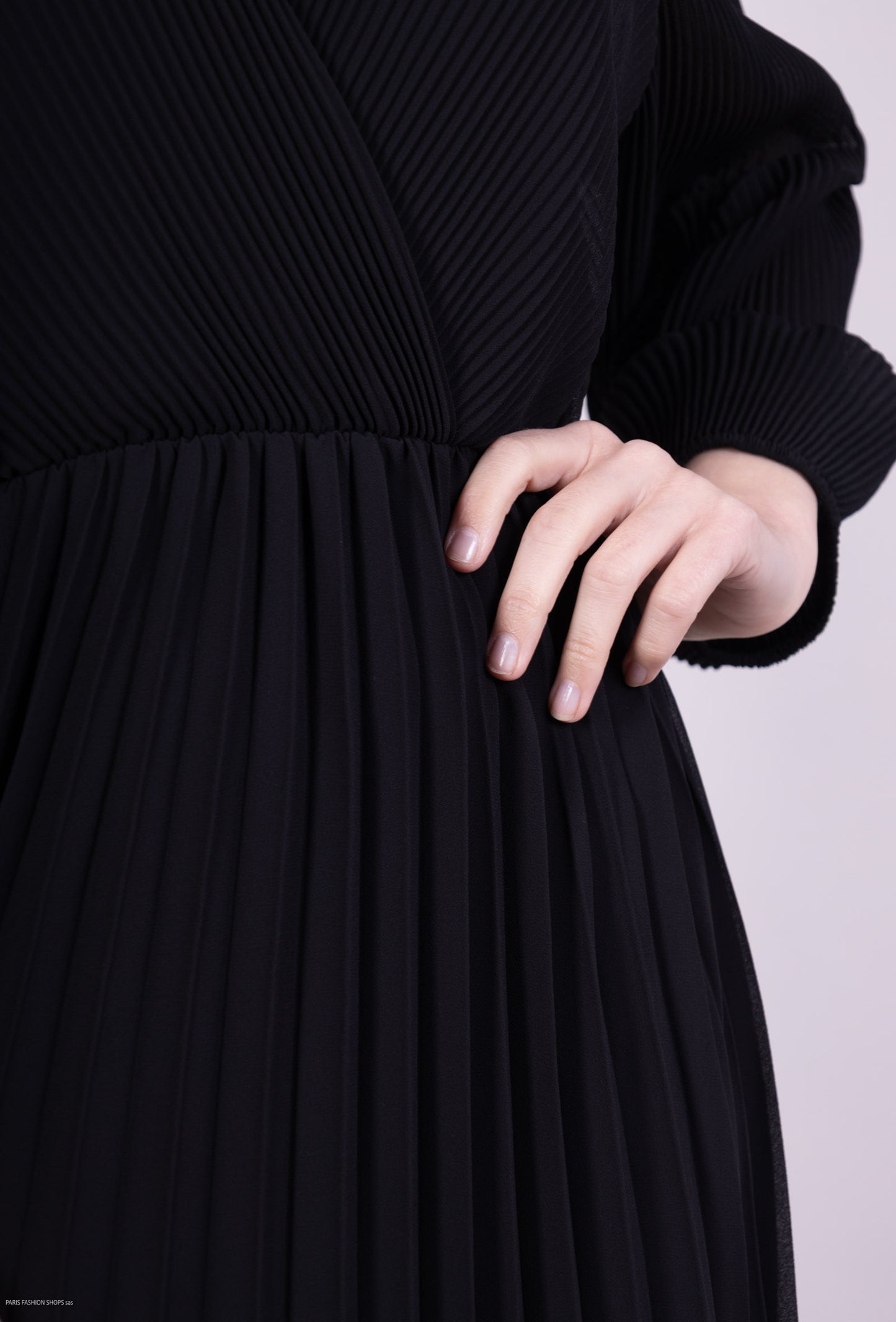Robe Cache Cœur Plissé Couleur Uni Doublure Viscose