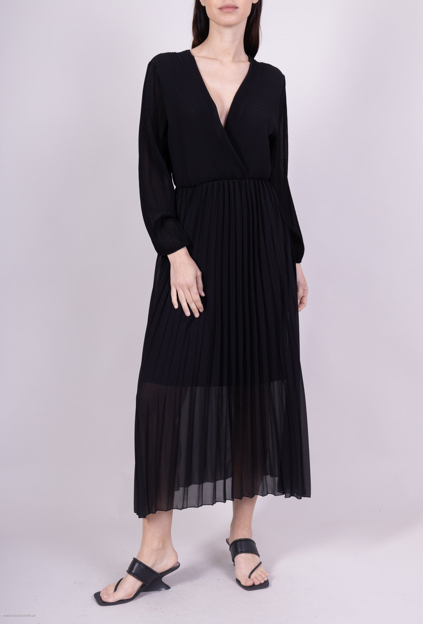 Robe Cache Cœur Plissé Couleur Uni Doublure Viscose