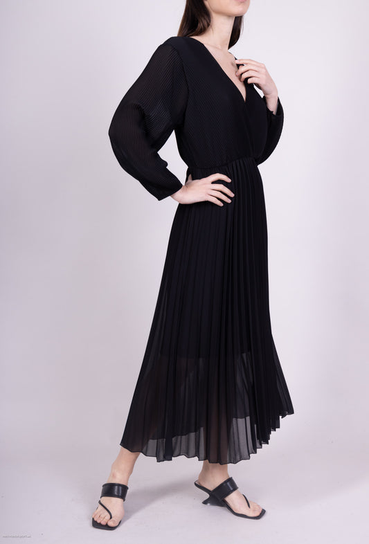 Robe Cache Cœur Plissé Couleur Uni Doublure Viscose