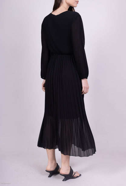 Robe Cache Cœur Plissé Couleur Uni Doublure Viscose