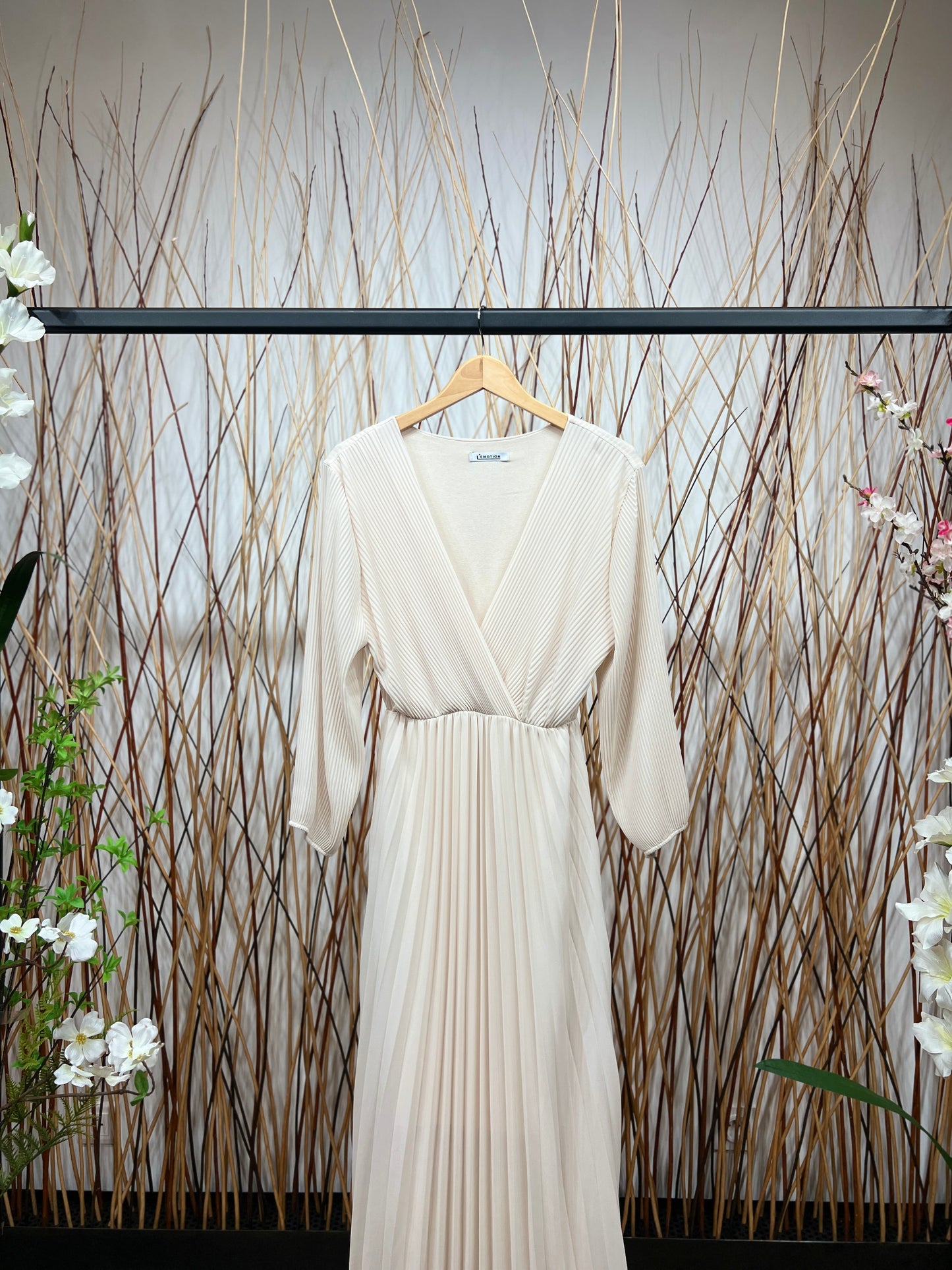 Robe Cache Cœur Plissé Couleur Uni Doublure Viscose