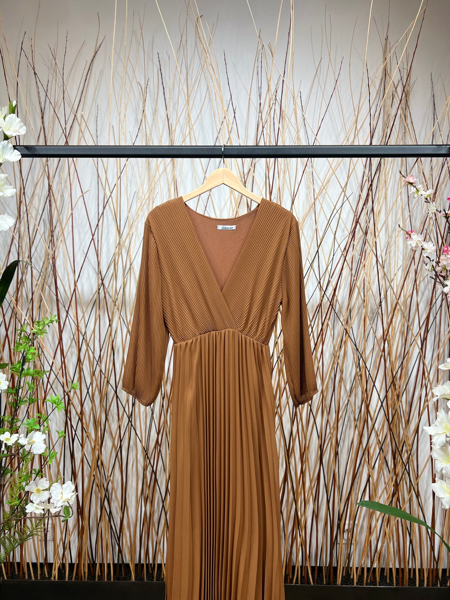 Robe Cache Cœur Plissé Couleur Uni Doublure Viscose