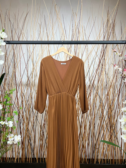 Robe Cache Cœur Plissé Couleur Uni Doublure Viscose