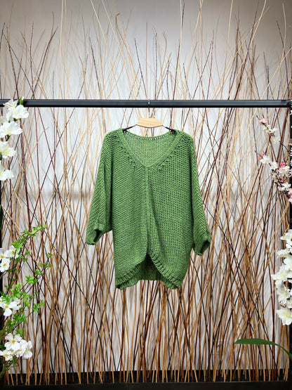 Pull En Maille Large Col Dégagé Manche 3/4 15% Alpaga Taille Élastique