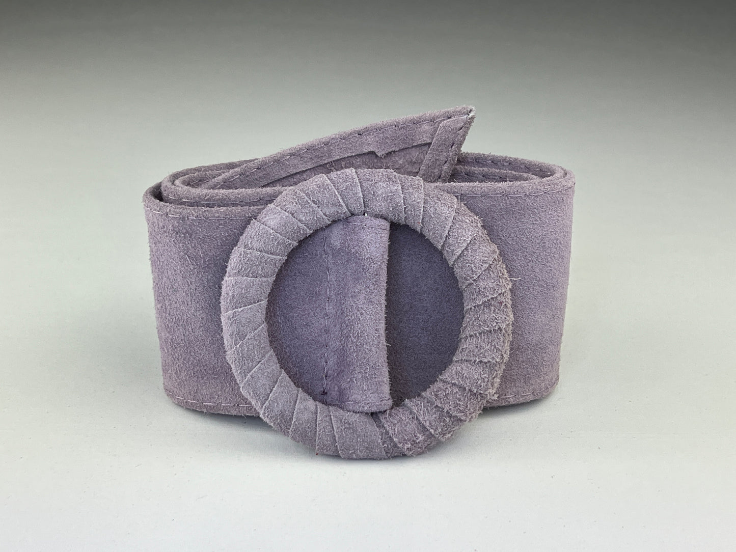 Ceinture Large En Cuir Boucle Ronde Gainée Ton Sur Ton