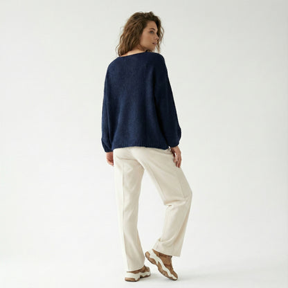 30% Mohair Ribbed Long Sleeve Wide Knit Sweater