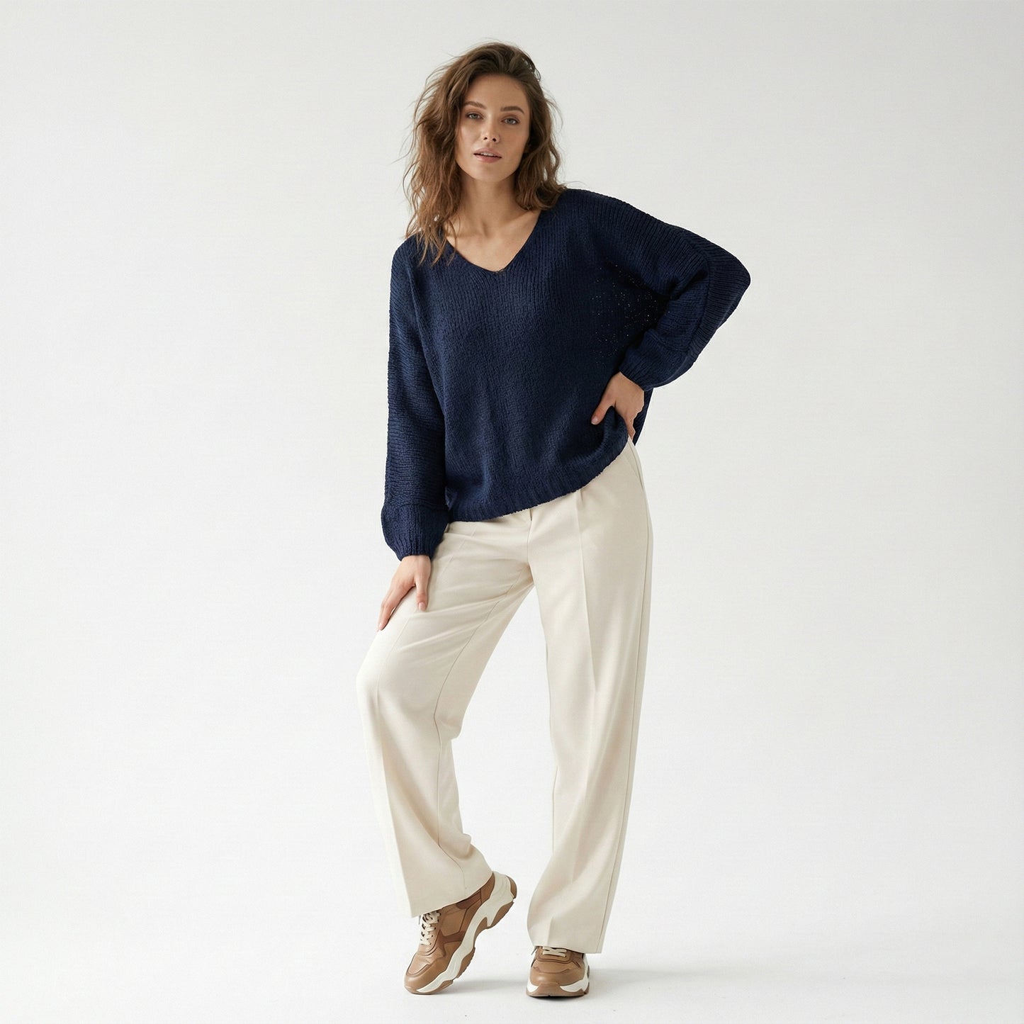 30% Mohair Ribbed Long Sleeve Wide Knit Sweater