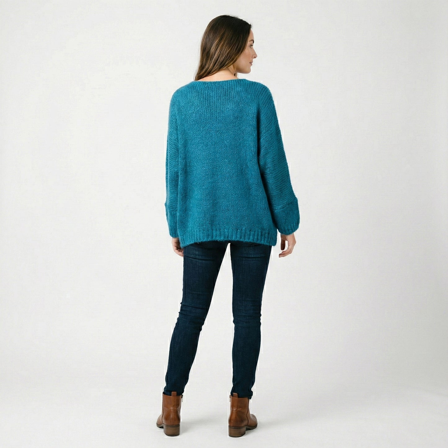 Long Sleeve Wide Knit Sweater Lurex 60% Mohair/Virgin Wool