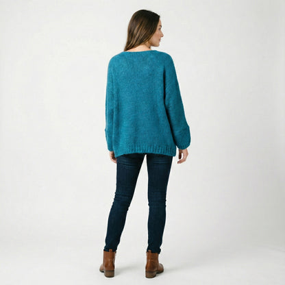 Long Sleeve Wide Knit Sweater Lurex 60% Mohair/Virgin Wool