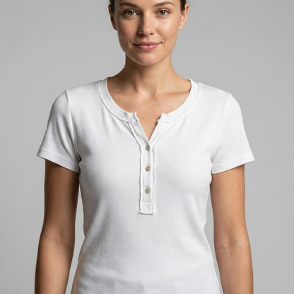 T-Shirt Manche Courte Côtelé Col Tunisien 90% Coton