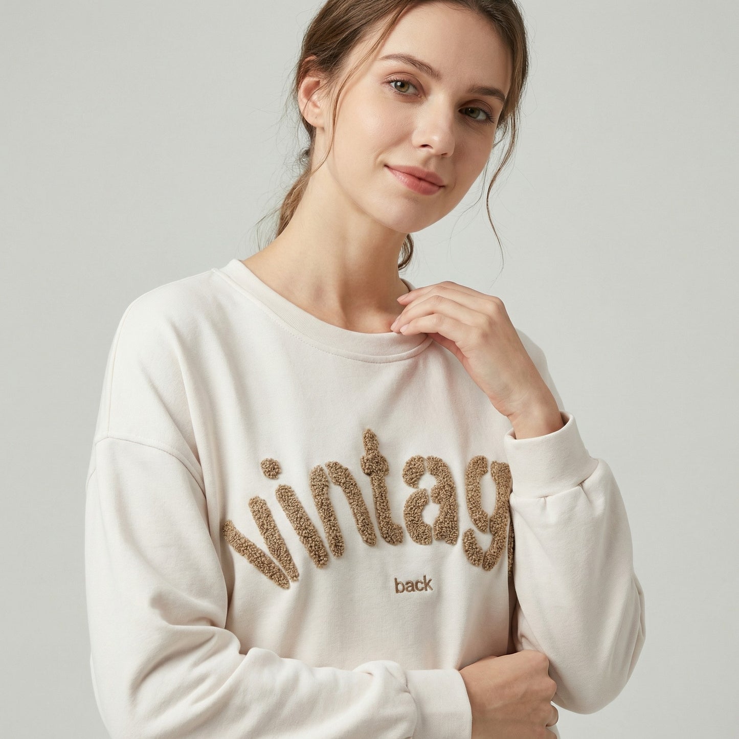 Sweater Large Stretch Confort Broderie Moumoute "Vintage"