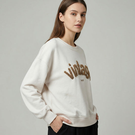 Sweater Large Stretch Confort Broderie Moumoute "Vintage"