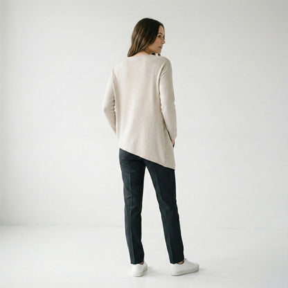 Pull Tunique Coupe Asymétrique Relief Rayures