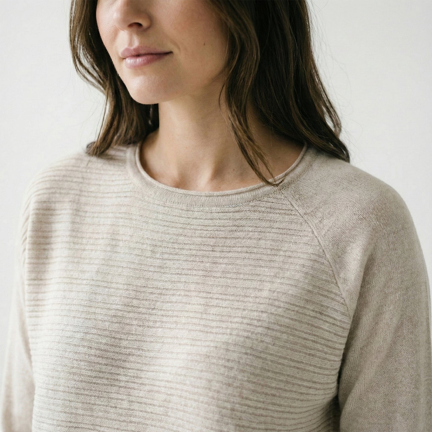 Pull Tunique Coupe Asymétrique Relief Rayures