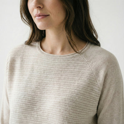 Pull Tunique Coupe Asymétrique Relief Rayures