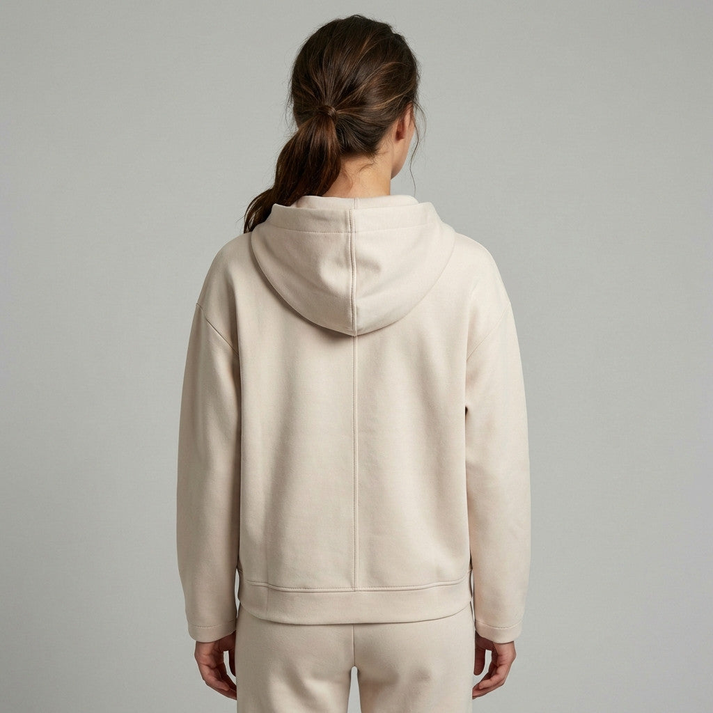 Stretch Heather Zip-Up Hoodie with Unstitched Pockets