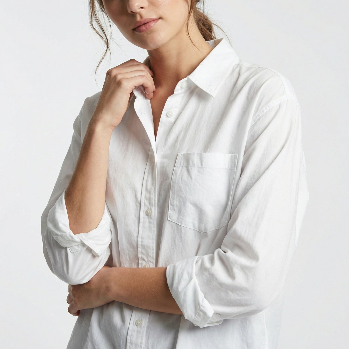 Chemise Légère Simple Stretch à Poche Poitrine 97% Coton