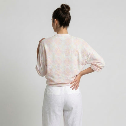 Chemisier Léger à Manches Boutonnées Motif Argyle 100% Coton