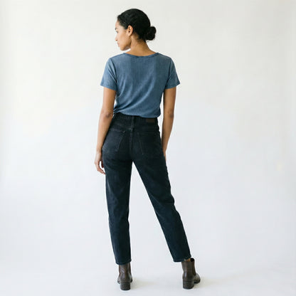 T-Shirt Coton Col V Plissé