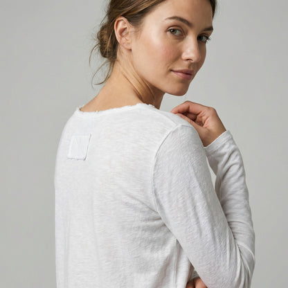 T-Shirt Simple Col Rond Chiné 100% Coton