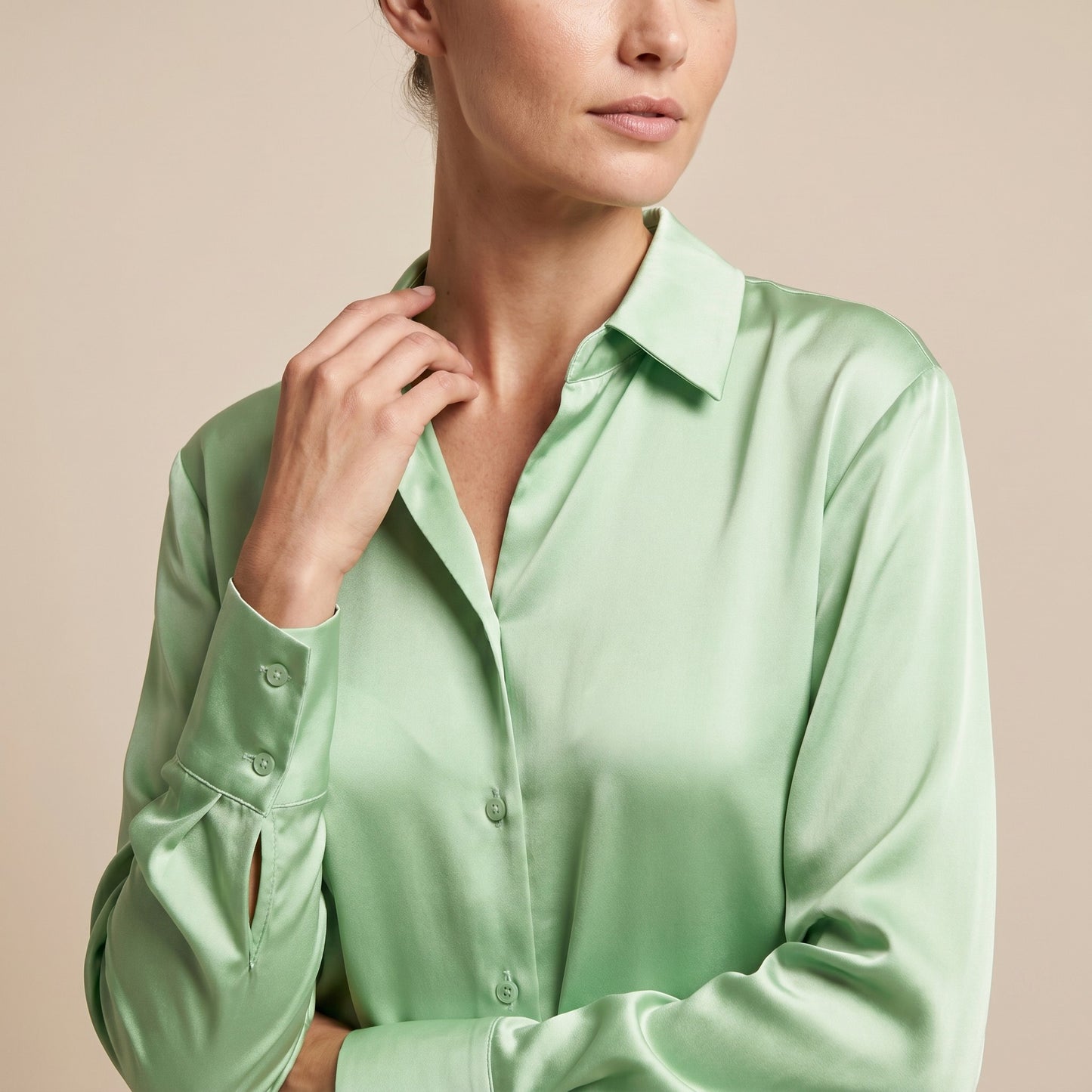 Chemise Simple Fluide Satiné Boutonnée