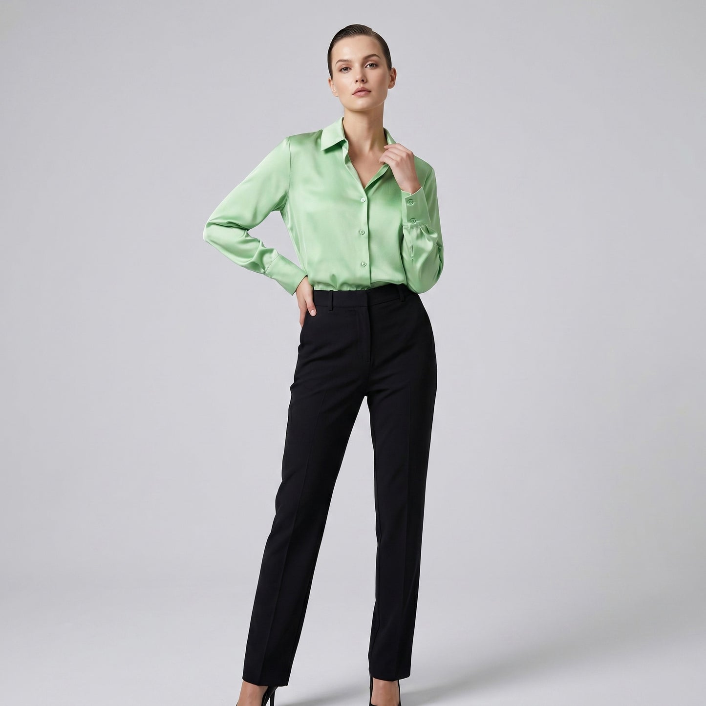 Chemise Simple Fluide Satiné Boutonnée