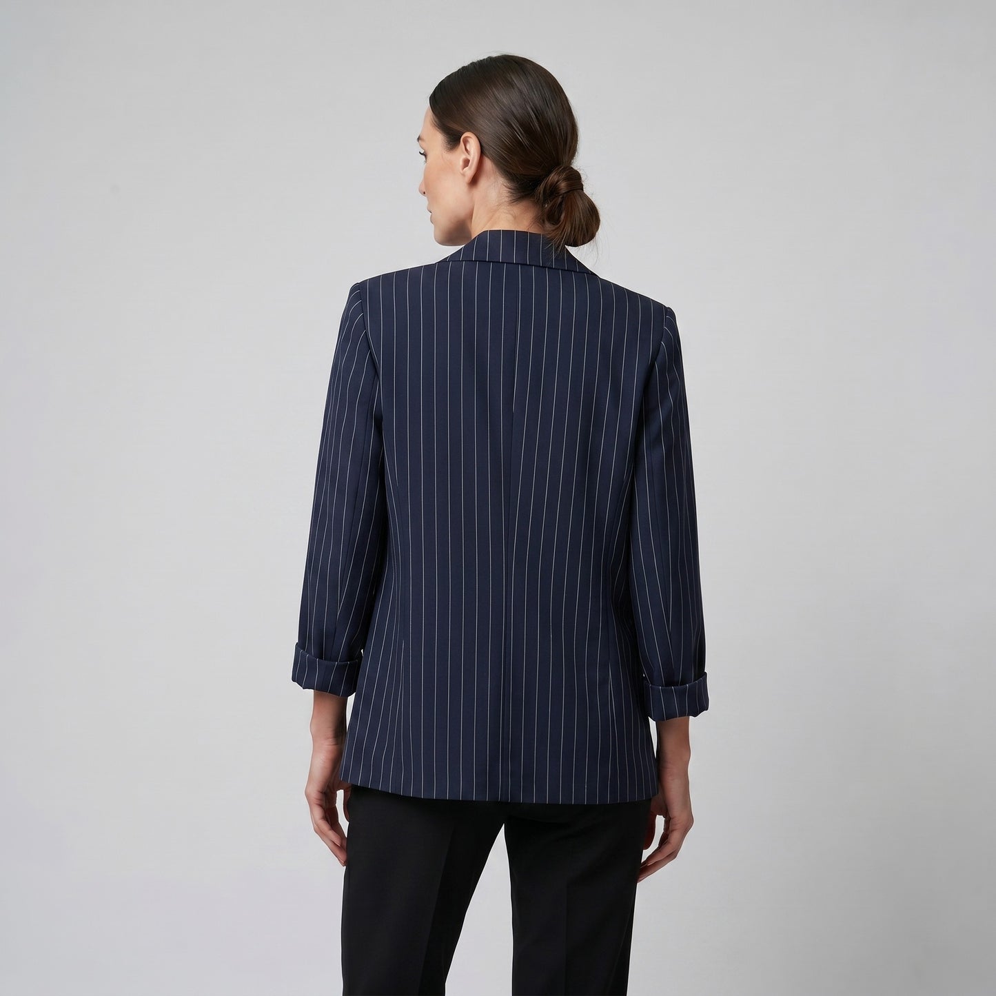 Blazer Tailleur Large Boutonnée à Rayures Fines