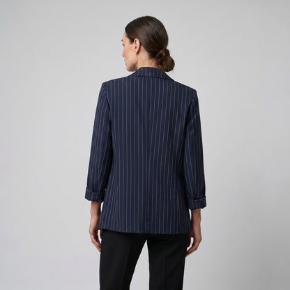 Blazer Tailleur Large Boutonnée à Rayures Fines