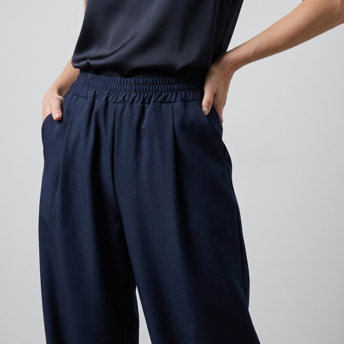 Pantalon Fluide Coupe 7/8 Taille Élastique Poches