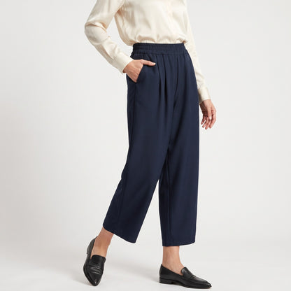 Pantalon Fluide Coupe 7/8 Taille Élastique Poches