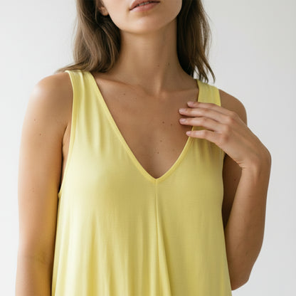 Simple Maxi Dress with Wide Straps and V-Neck