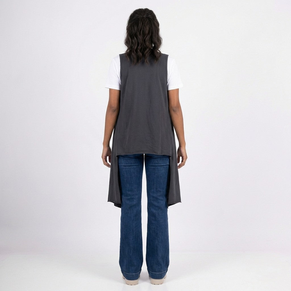 100% Cotton Detachable Zip-Up Long Extension Vest