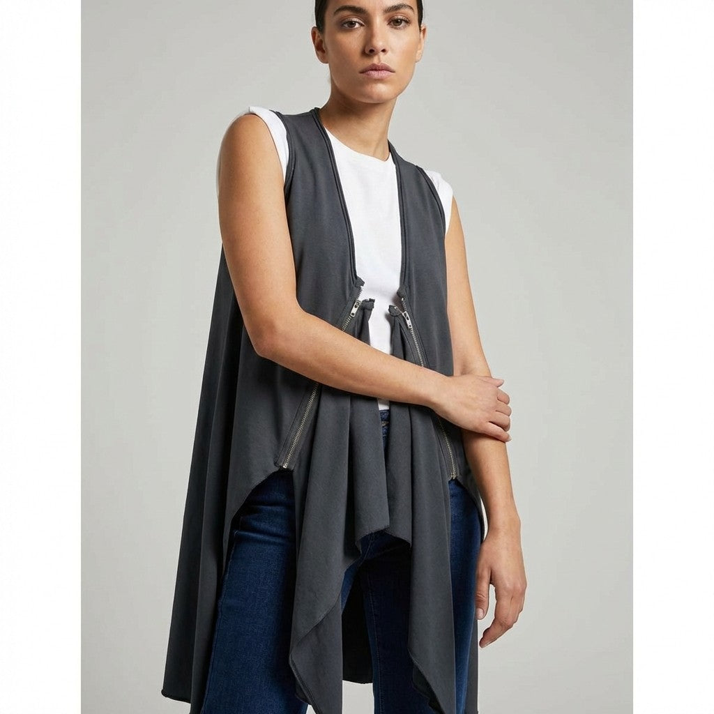100% Cotton Detachable Zip-Up Long Extension Vest