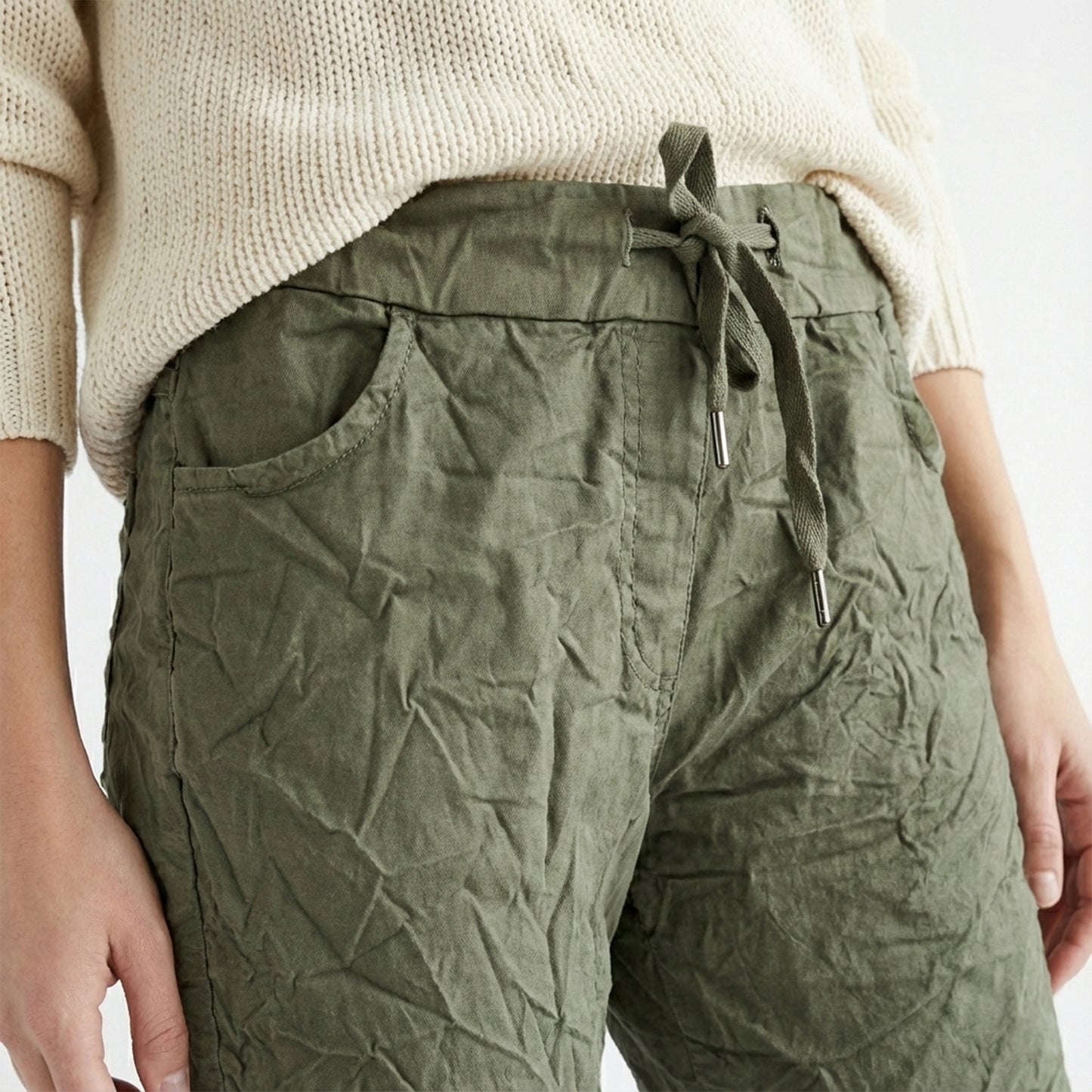 Stretch Viscose Drawstring Jeggings