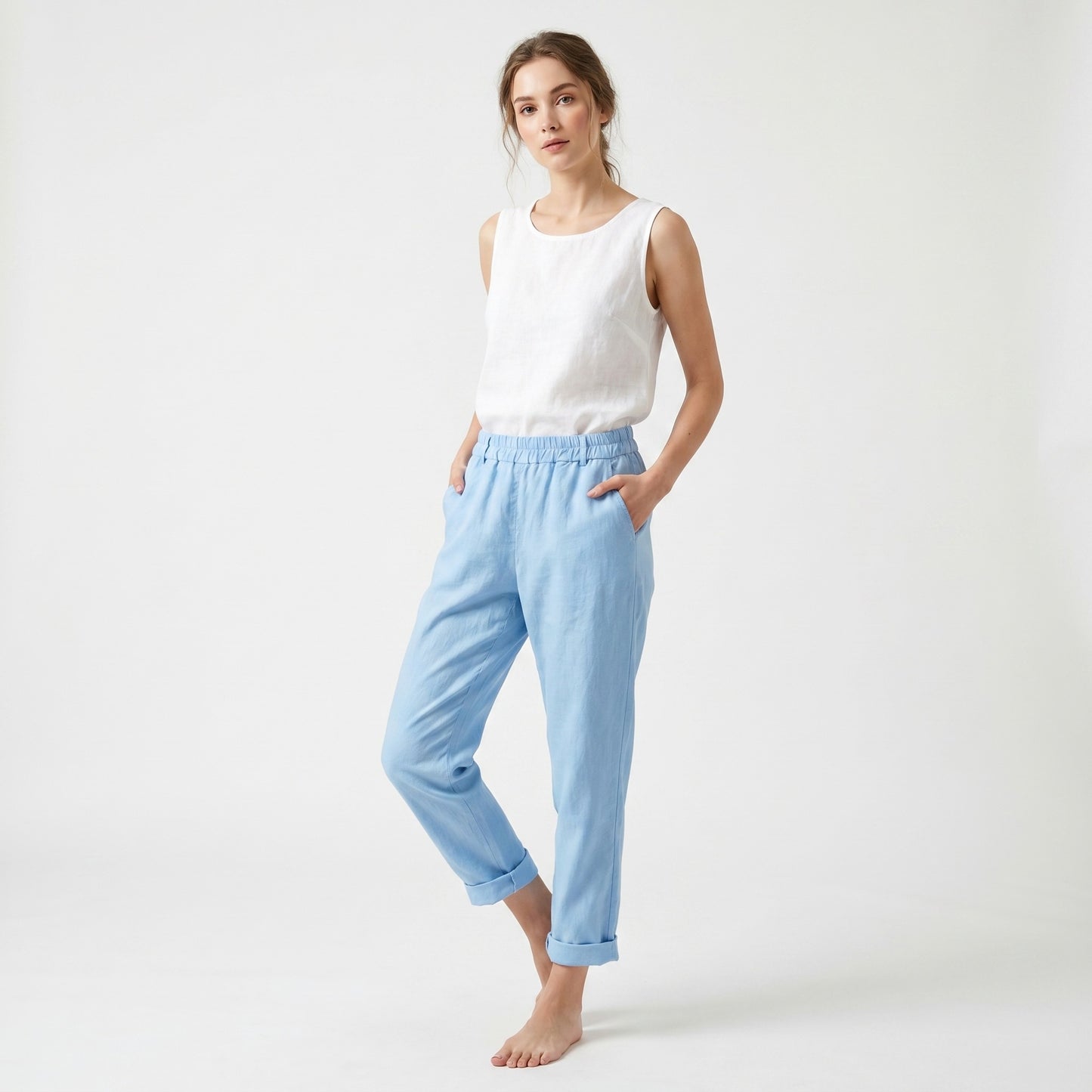 Pantalon Jegging Taille Élastique Coupe Ballon 95% Viscose