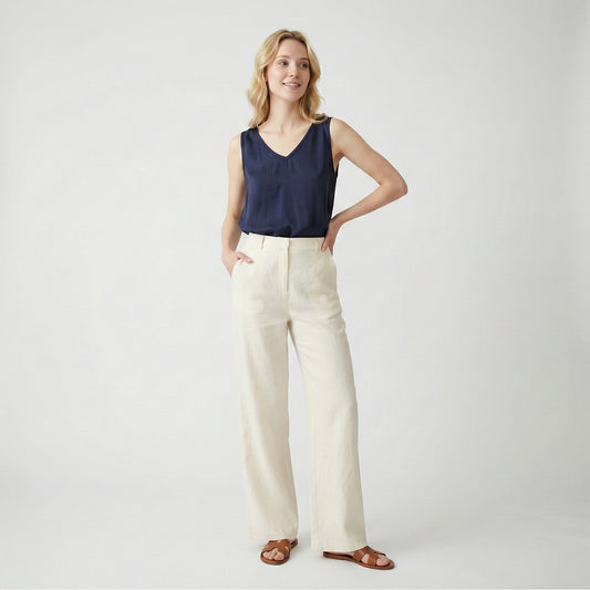 Débardeur Évasé Col V Satiné 100% Viscose