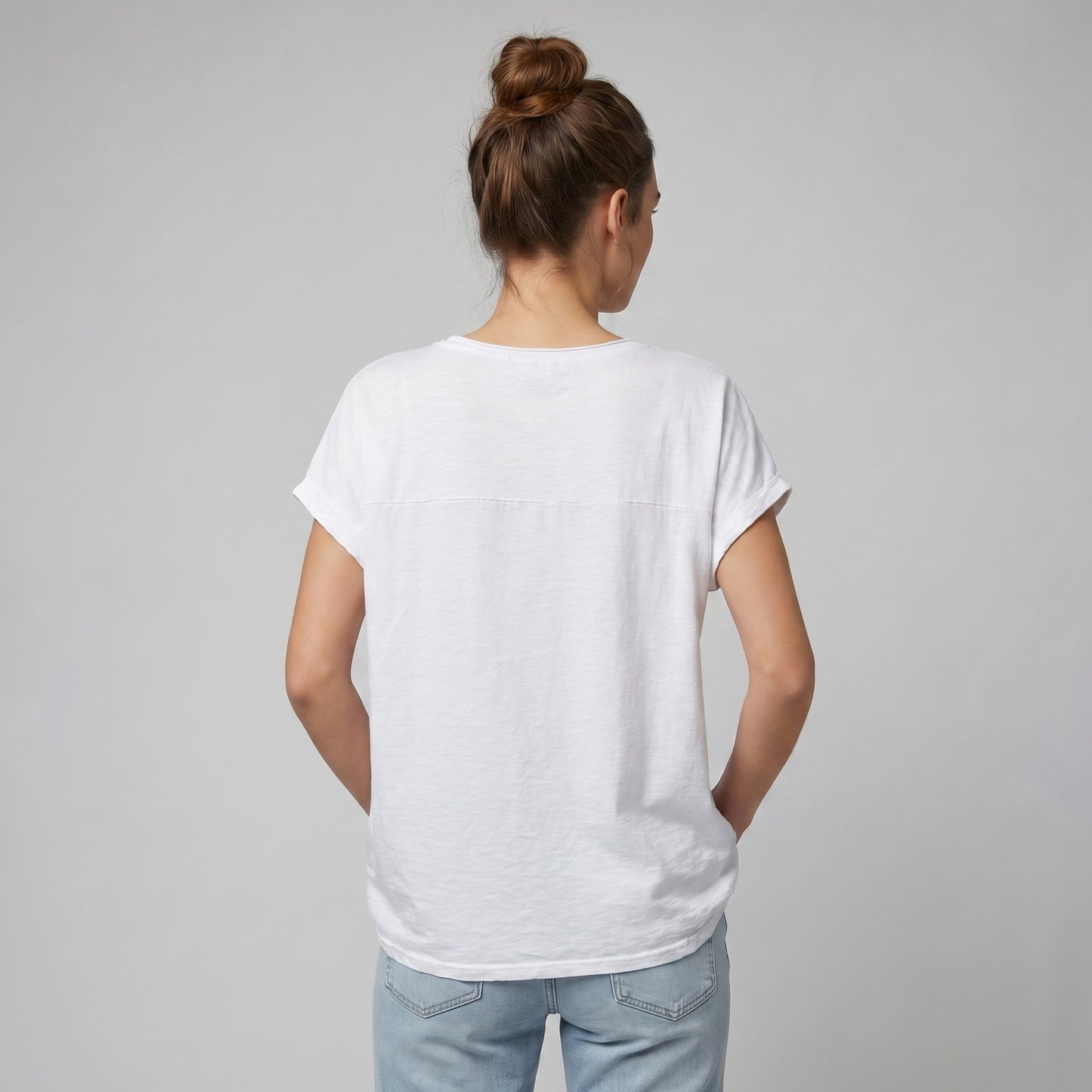 T-Shirt Large Cordon De Serrage Motif Fleur Dorure 50% Coton