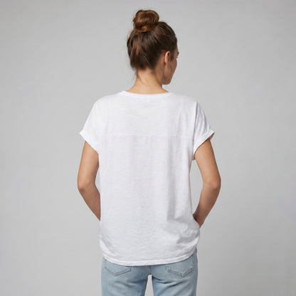 T-Shirt Large Cordon De Serrage Motif Fleur Dorure 50% Coton