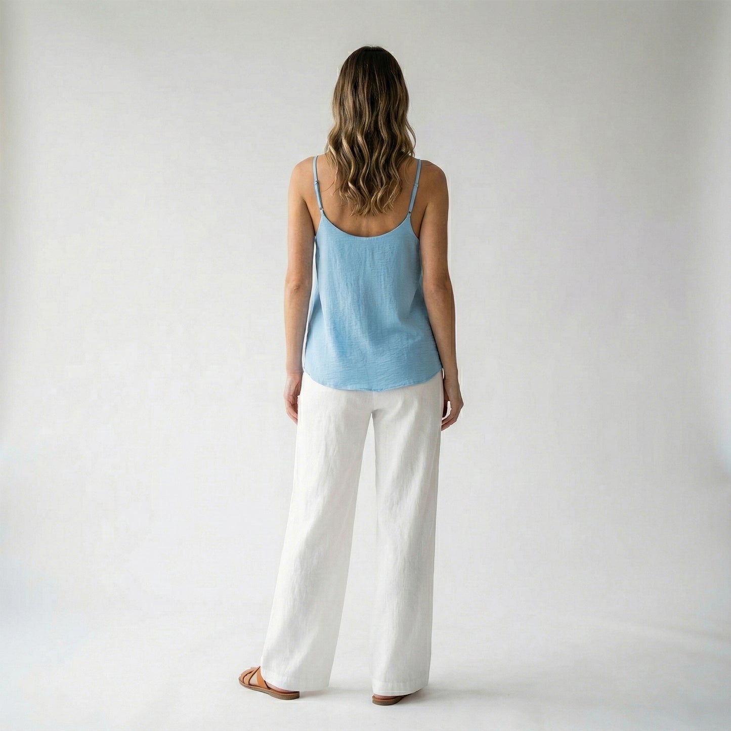 Round Neck Short Tank Top with Adjustable Thin Straps