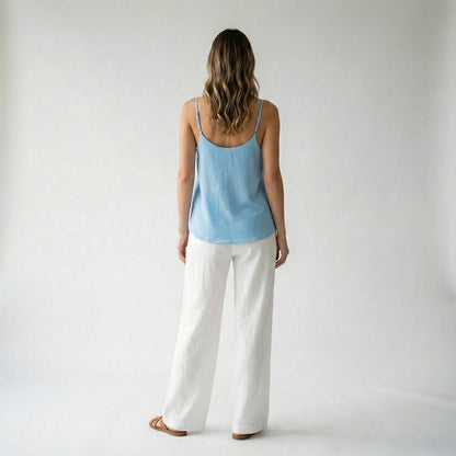 Round Neck Short Tank Top with Adjustable Thin Straps