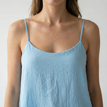 Round Neck Short Tank Top with Adjustable Thin Straps