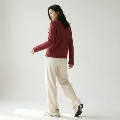 Pull Cardigan Maille Fine Pin Nœud 27% Alpaca