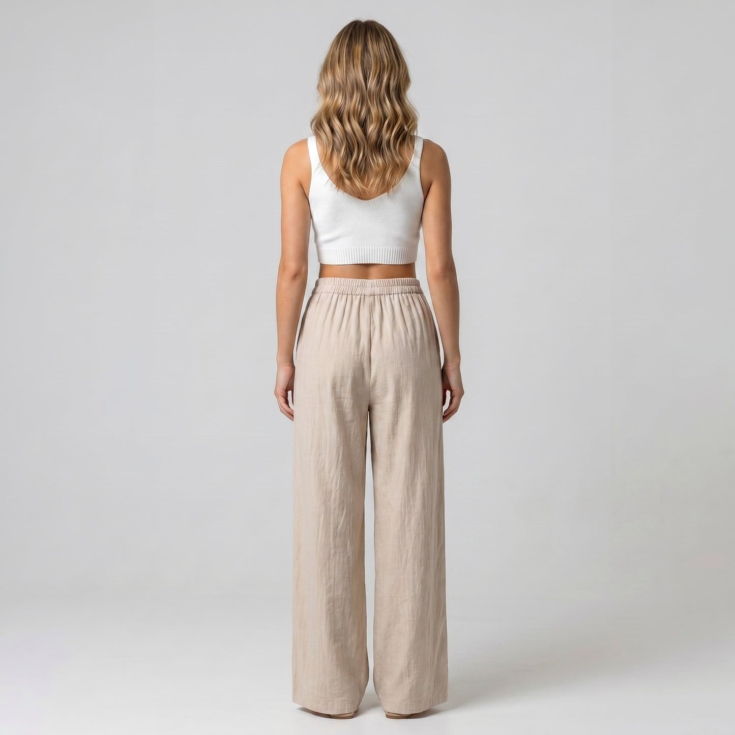 Pantalon Léger Large Lurex Et Taille Élastique 100% Viscose