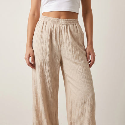 Pantalon Léger Large Lurex Et Taille Élastique 100% Viscose